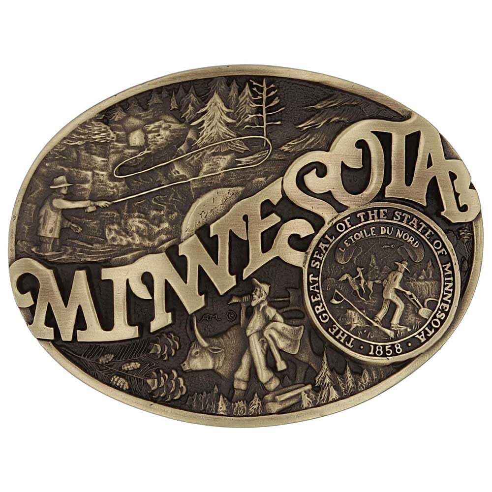 5871 Attitude State Heritage Oval Antiqued Patina Western Belt Buckle